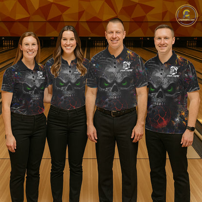 Colorful Skull bowling jerseys Bowling Shirts for Men Custom Bowling Team shirts for bowlers NQS11293