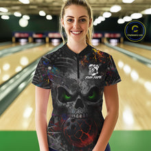 Load image into Gallery viewer, Colorful Skull bowling jerseys Bowling Shirts for Women Custom Bowling Team shirts for bowlers NQS11293