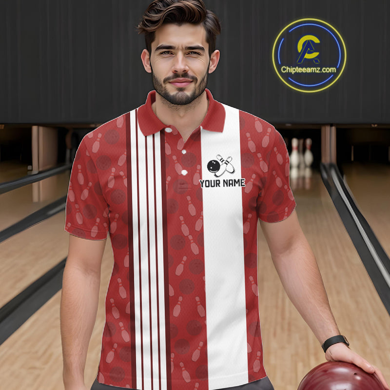 Customized Retro Bowling Team Shirts For Men That's some bowshit Funny Bowling Pattern Jerseys| Red NQS11509