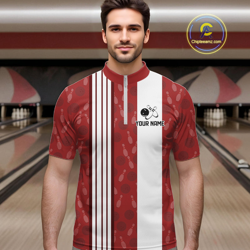 Customized Retro Bowling Team Shirts For Men That's some bowshit Funny Bowling Pattern Jerseys| Red NQS11509