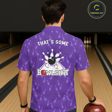 Load image into Gallery viewer, Funny Retro Hawaiian bowling shirts Custom That's some bowshit bowling button up shirts | Purple NQS11510