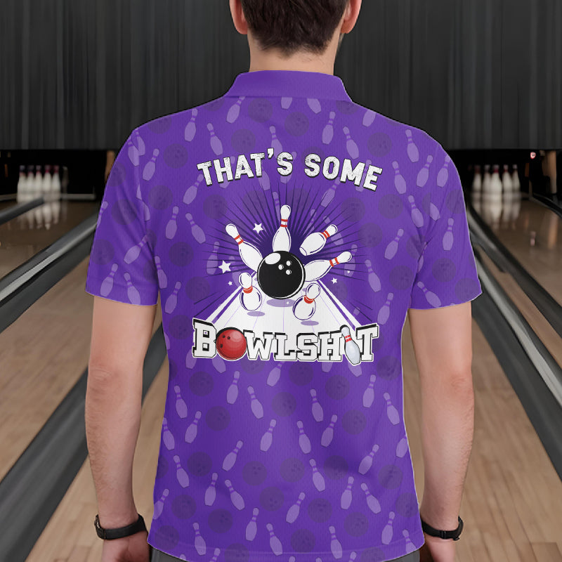 Custom Retro Bowling Team Shirts For Men That's some bowshit Funny Bowling Pattern Jerseys | Purple NQS11510