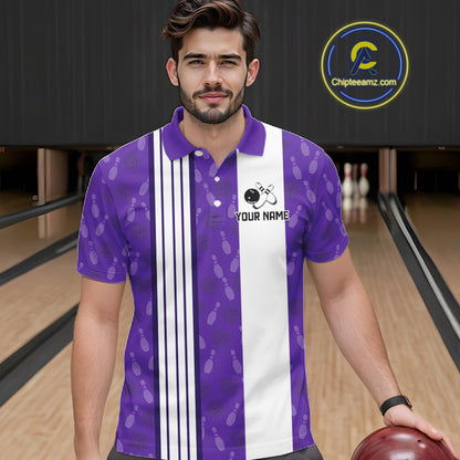 Custom Retro Bowling Team Shirts For Men That's some bowshit Funny Bowling Pattern Jerseys | Purple NQS11510