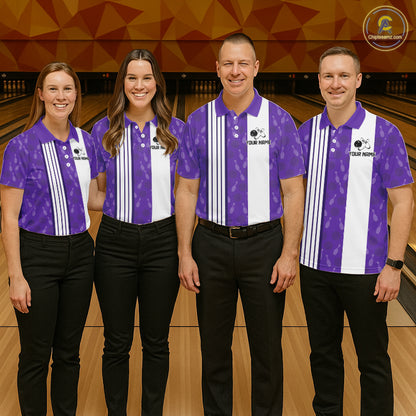 Custom Retro Bowling Team Shirts For Women That's some bowshit Funny Bowling Pattern Jerseys | Purple NQS11510