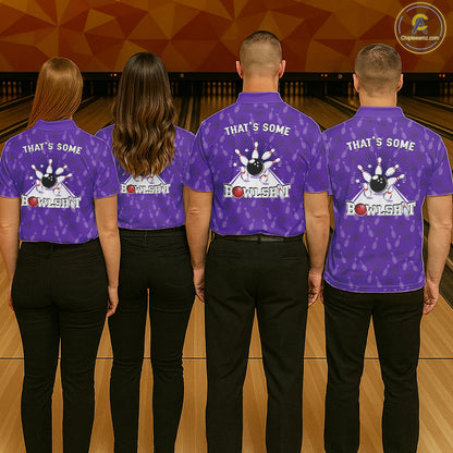 Custom Retro Bowling Team Shirts For Women That's some bowshit Funny Bowling Pattern Jerseys | Purple NQS11510