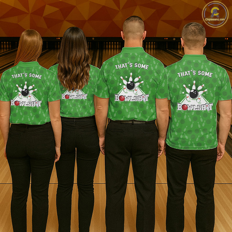 Custom Retro Bowling Team Shirts For Men That's some bowshit Funny Bowling Pattern Jerseys | Green NQS11511