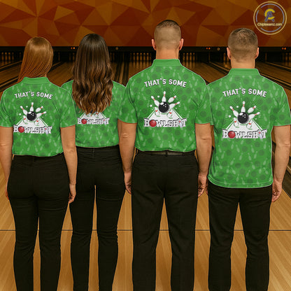 Custom Retro Bowling Team Shirts For Men That's some bowshit Funny Bowling Pattern Jerseys | Green NQS11511