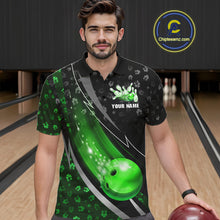 Load image into Gallery viewer, Black and Green Shamrock pattern Bowling Shirts for Men Custom St Patrick Team Bowling jerseys NQS11513