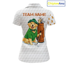 Load image into Gallery viewer, Funny Womens golf polo shirts custom Golden retriever golf pattern white ladies golf shirts NQS11519
