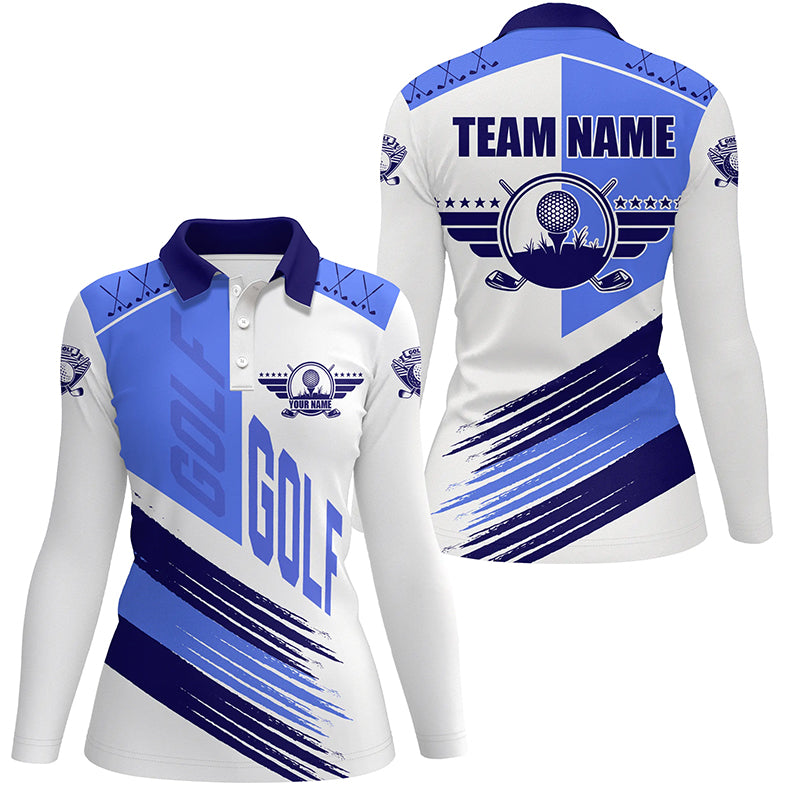 Blue and white golf clubs Women golf polo shirts custom team golf shirts, golf attire for ladies NQS7505