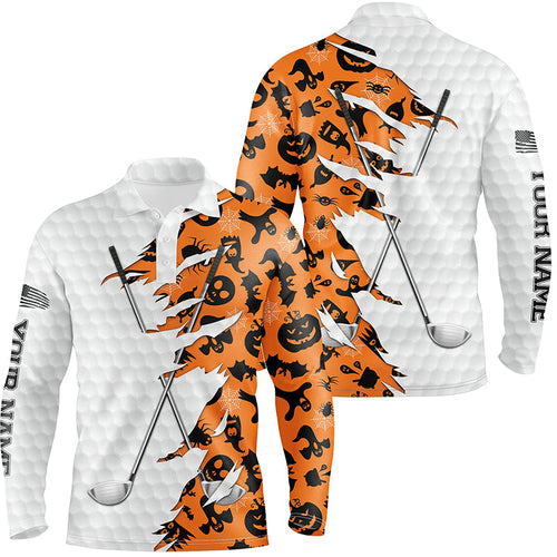 Orange Halloween golf pattern white golf ball skin Men golf polo shirts custom golf clubs outfit men NQS8086