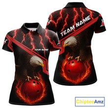 Load image into Gallery viewer, Black &amp; Red Flame Lightning Thunder Eagle Bowling Shirts for Women Custom Bowling Team League Outfit NQS10917