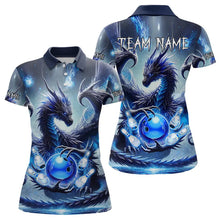 Load image into Gallery viewer, Personalized Blue Lights Dragon Women Bowling Polo, Quarter Zip Shirts Custom Team Bowling Jerseys NQS9234