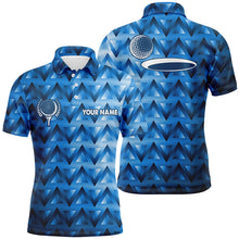 Load image into Gallery viewer, Blue triangle pattern Mens golf polo shirts custom golf tops for mens, golfing gifts NQS7509