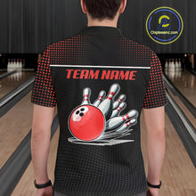 Load image into Gallery viewer, Personalized Black and Red Bowling Polo, 1/4 Zip Shirts For Men Custom Team Bowling Jerseys NQS11101