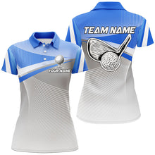 Load image into Gallery viewer, Womens golf polo shirts custom blue sport golf apparel for women, unique golf gifts for ladies NQS7521