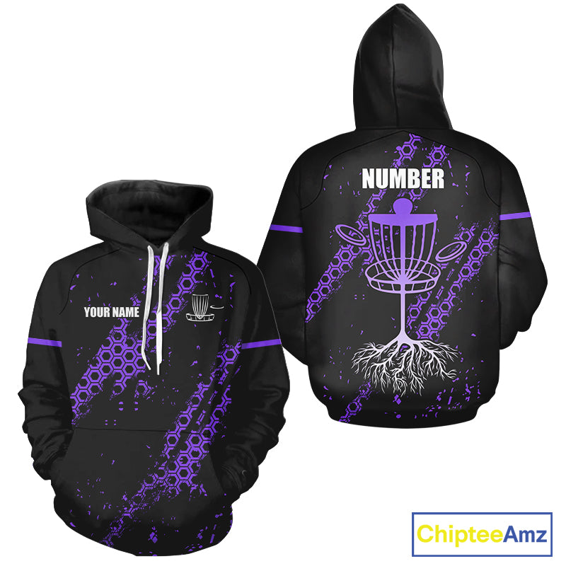 Black and Purple Hexagon Pattern Disc Golf Hoodies custom Team disc golf jerseys NQS10931