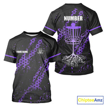 Load image into Gallery viewer, Black and Purple Hexagon Pattern Disc Golf T-Shirt custom Team disc golf jerseys NQS10931
