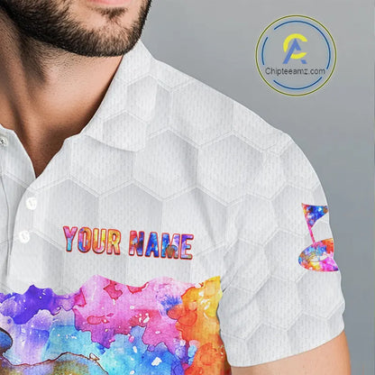 Colorful watercolor Mens Golf polo shirts Custom team golf outfit, Personalized mens golf top NQS11315