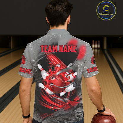 Red Sugar Skull Tattoo Custom Bowling Hawaiian Shirt, Team Bowling button up shirt NQS11528