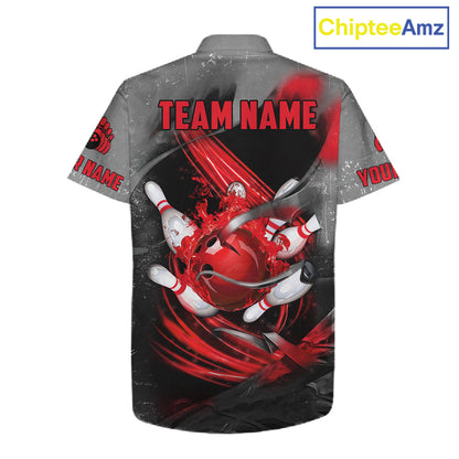 Red Sugar Skull Tattoo Custom Bowling Hawaiian Shirt, Team Bowling button up shirt NQS11528