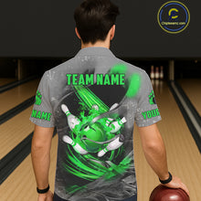 Load image into Gallery viewer, Green Sugar Skull Tattoo Custom Bowling Hawaiian Shirt, Team Bowling button up shirt NQS11529