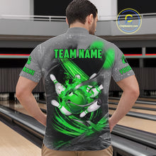 Load image into Gallery viewer, Green Sugar Skull Tattoo Custom Mens Bowling Polo, Quarter Zip Shirts,Team Bowling Jerseys NQS11529