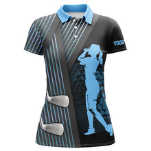 Load image into Gallery viewer, Black and Blue Women golf polo shirt custom golf clubs team golf shirts, golf tops for ladies NQS7900