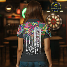 Load image into Gallery viewer, Black and Colorful Camo Women Darts Shirts Custom American Flag patriotic Team Darts Jersey NQS11122