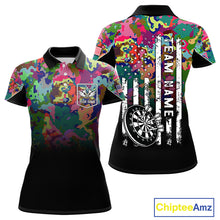 Load image into Gallery viewer, Black and Colorful Camo Women Darts Shirts Custom American Flag patriotic Team Darts Jersey NQS11122