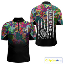Load image into Gallery viewer, Black and Colorful Camo Men Darts Shirts Custom American Flag patriotic Team Darts Jersey NQS11122
