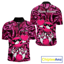 Load image into Gallery viewer, Funny Bowling heart pink graffiti pattern Valentine Mens Bowling Shirts Custom Couple Bowling Outfits NQS11322