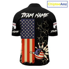 Load image into Gallery viewer, Custom American Flag Skull Bowling shirts For Men, patriotic team Bowling jerseys gift for bowlers NQS11538
