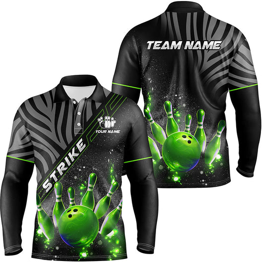 Personalized Black Camo Bowling Green Glitter custom Mens bowling shirts, bowling attire for men NQS8342