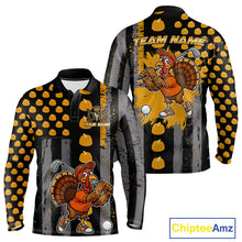 Load image into Gallery viewer, Funny Golf Polo Shirts For Men Custom Pumpkin American Flag Turkey Thanksgiving golf shirt NQS10944