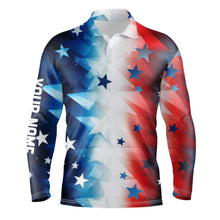 Load image into Gallery viewer, Red, white and blue stars pattern Mens golf polo shirts custom mens golf attire, best golf gifts NQS7927