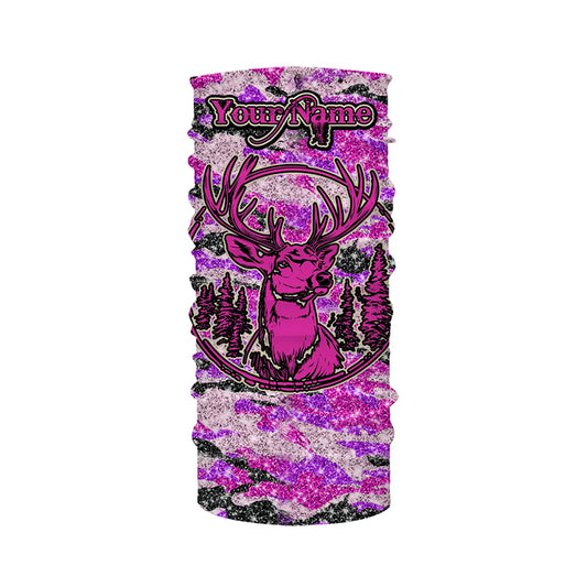 Pink glitter camo hunting Customize Name 3D All Over Printed Shirts, Deer hunting shirts for women NQS1051