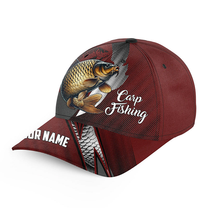 Carp fishing camo hats for men, women custom baseball best Carp fishing hat | Red NQS8794