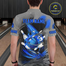 Load image into Gallery viewer, Blue Sugar Skull Tattoo Custom Mens Bowling Polo, Quarter Zip Shirts,Team Bowling Jerseys NQS10947