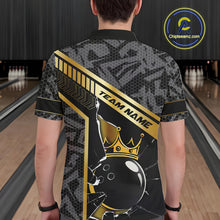 Load image into Gallery viewer, Black Camo and Gold Broken Crown Bowling Ball Bowling Shirts For Men Custom Bowling Team Jerseys NQS11139