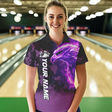 Load image into Gallery viewer, Purple Flame Eagle Camo Bowling Team Shirts For Women Custom Fire Bowling League Jersey Bowler Outfit NQS9441