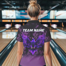 Load image into Gallery viewer, Purple Flame Eagle Camo Bowling Team Shirts For Women Custom Fire Bowling League Jersey Bowler Outfit NQS9441
