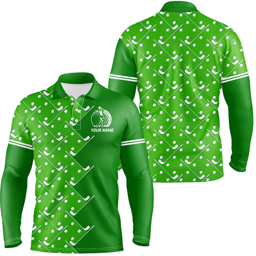 Mens golf polo shirts custom Green golf pattern men's golf clothing, unique golf gifts NQS8129