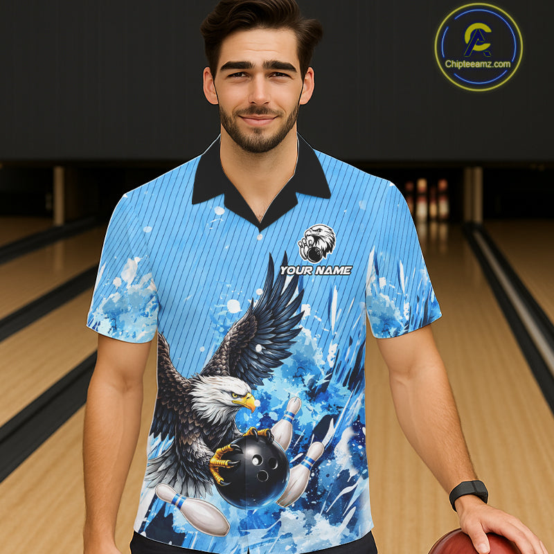 Blue Eagle Bowling Hawaiian Shirt Custom Team Bowling jerseys, Gift For Bowlers NQS11339