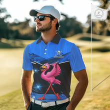 Load image into Gallery viewer, Funny Flamingo Blue Golf Polo Shirts For Men Custom Flamingo Team mens golf tops, funny golf gifts NQS11676