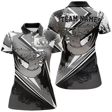 Load image into Gallery viewer, Womens golf polo shirt custom black and white female golf attire for women, ladies golf tops NQS7365