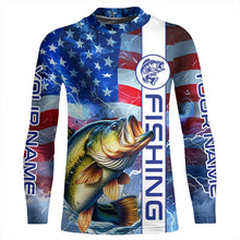 Load image into Gallery viewer, American flag Largemouth Bass fishing Long Sleeve Fishing Shirts custom Patriotic Bass fishing jerseys NQS7704