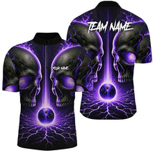 Load image into Gallery viewer, Purple Flame Custom Skull Bowling Shirts For Men, Skull Bowling Team Shirts NQS8373