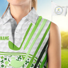 Load image into Gallery viewer, Personalized Funny Golf beer Green clover pattern golf clubs St Patrick&#39;s Day Sleeveless polo shirt NQS11144