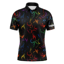 Load image into Gallery viewer, Colorful Rainbow Fire pattern Mens golf polos shirts custom golf attire for men NQS9300